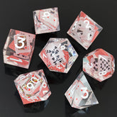 Resin Polyhedral Dice Set – Transparent Color Dice in Skull, Foil, Flower, Poker, Dual-Tone & Heart Styles for DND, Pathfinder, Tabletop Games